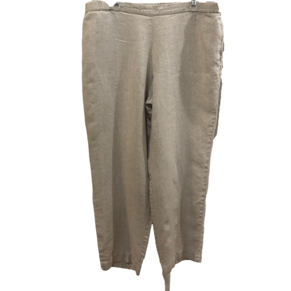J Jill love linen pull on pants. Flax color. 100% linen Beach resort   Size L - Picture 1 of 8